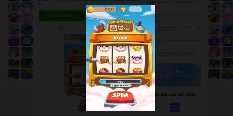 Vòng quay spin nổi bật của Coin Master