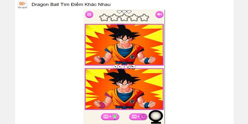 Songoku game vui Dragon Ball Tìm Điểm Khác Nhau